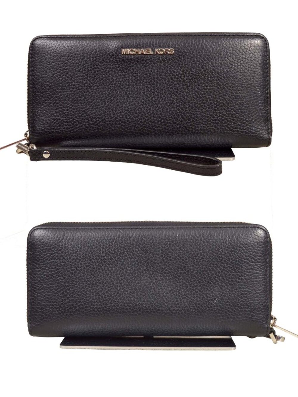 Michael Kors Large Continental Wallet Wristlet Leather Black